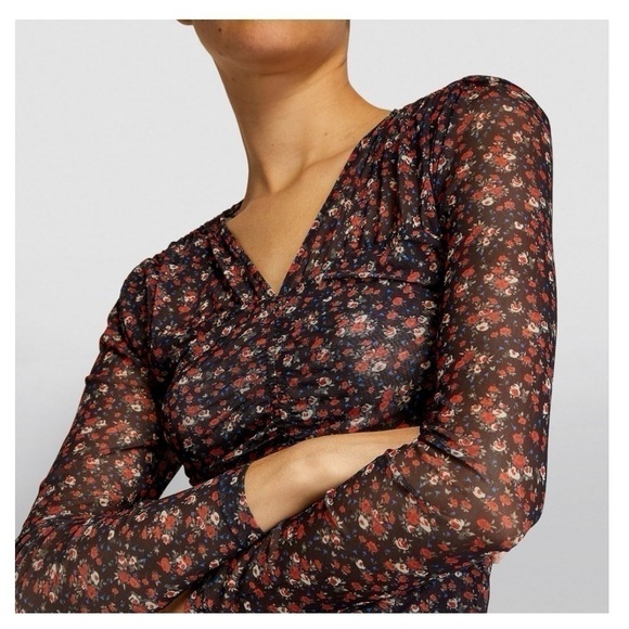 Sandro Bethanie Mesh Floral Print Top - Picture 3 of 9